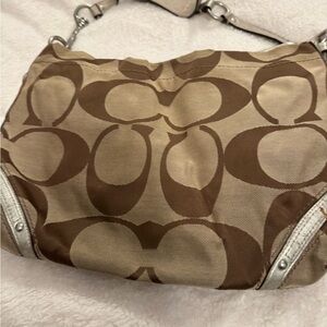 Coach Tan and Brown Shoulder Bag